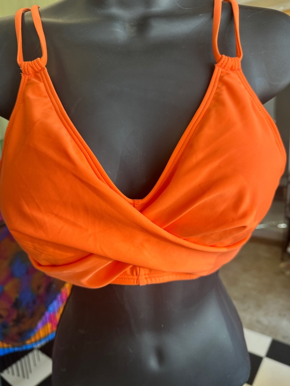 Orange Wrap-Front Bikini Top - Women Swim Bikini